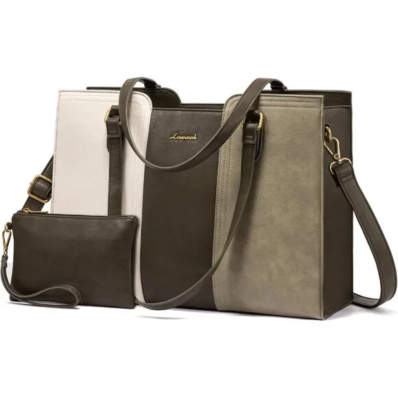 Elegant Laptop Carrier Spacious Work Bag for Women Tote Purse with Wristlet - Picture 1 of 6